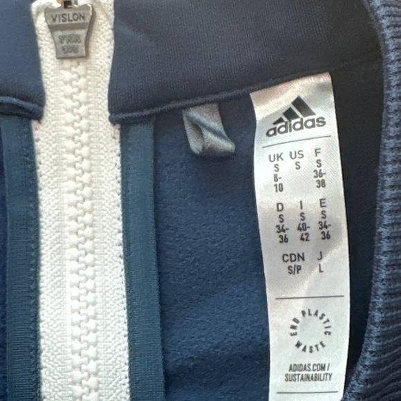 Adidas Cold Ready Gear Zipper Blue White Women’s Long Sleeve Top Small - Picture 4 of 5